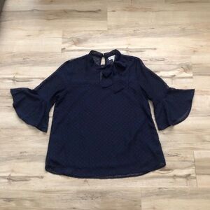 Faith and Joy Midnight Blue Polka Dot Blouse